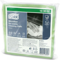 Tīrīšanas lupatiņa TORK, atkārtoti lietojama, no mikrošķiedras, zaļa, 6gab.,183602 ( Gab. x 2 )