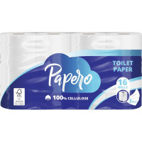 Papero Tualetes papīrs PAPERO, 3 slāņi, 15.37 m, 145 loksnes, 16 ruļļi