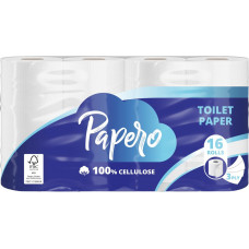 Papero Tualetes papīrs PAPERO, 3 slāņi, 15.37 m, 145 loksnes, 16 ruļļi