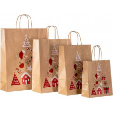 Papīra maisiņš TWIST Christmas 260x120x350mm, brūns