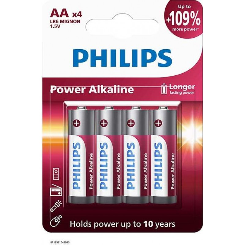 Philips Baterijas PHILIPS LR6/AA Power Alkaline, 4gab.