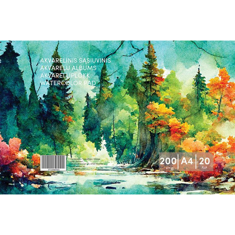 Akvareļa papīrs, A4, 200g 20lpp ( Gab. x 5 )