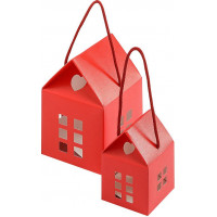 Dāvanu kastīte - māja, 80 x 80 x 80 mm, sarkana ( Gab. x 5 )