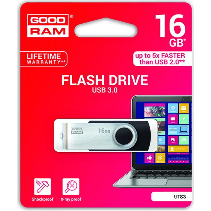 Atmiņa USB 3.0 GOODRAM UTS3 16GB, melnā krasā