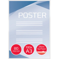 Laminēšanas kabatas GBC, A3, 303x426 mm, 80 mik., 100 gab/iepak.