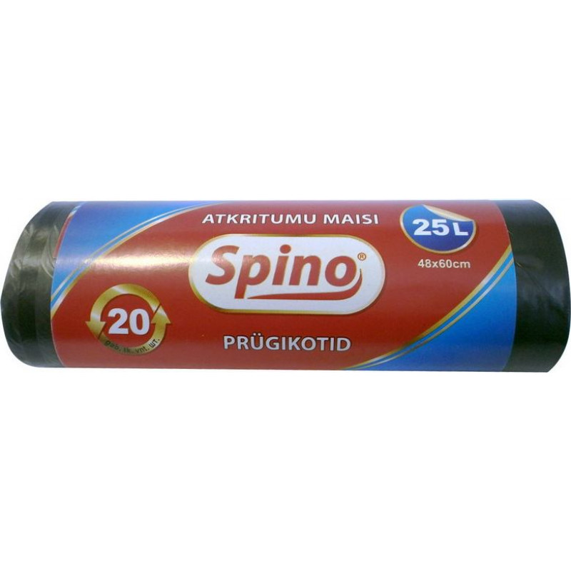 Atkritumu maisi SPINO, tilpums 25 L, 20 gab., 9 mkr, HDPE, 48 x 60 cm, melnā krāsā ( Gab. x 2 )
