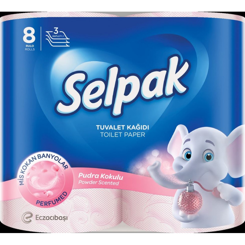 Tualetes papīrs SELPAK Powder 3 slāņi, 18,6m, 140 loksnes, 8 ruļļi ( Gab. x 2 )