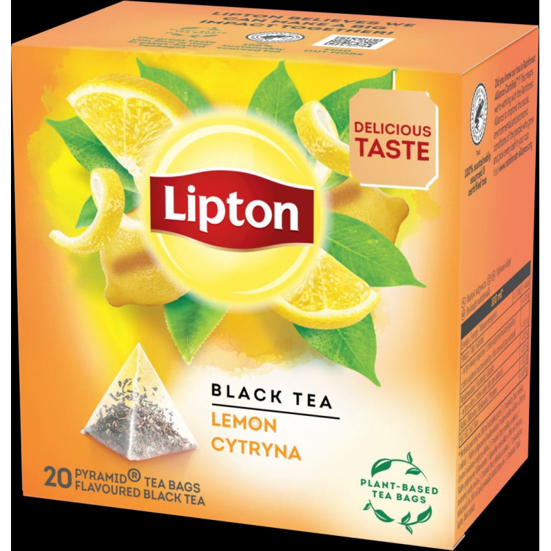 Melnā tēja LIPTON Lemon, piramīdas, 20gab ( Gab. x 2 )