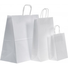 Papīra maisiņš TWIST 260x120x350mm, balts.