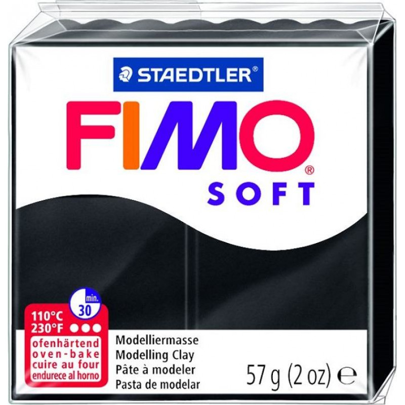 Cietējoša modelēšanas masa FIMO SOFT, 57 g, melnā krāsa ( Gab. x 2 )
