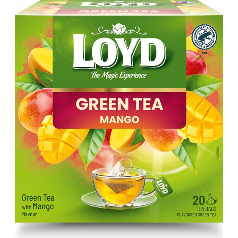 Aromatizēta zaļā tēja LOYD ar mango garšu 20x1,5g (maisiņos)