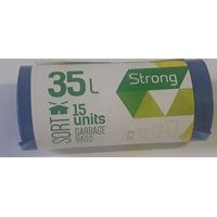 Atkritumu maisi SORTEX, 35L , 50x60 cm, 30 mk, zili, 15 gab. ( Gab. x 5 )