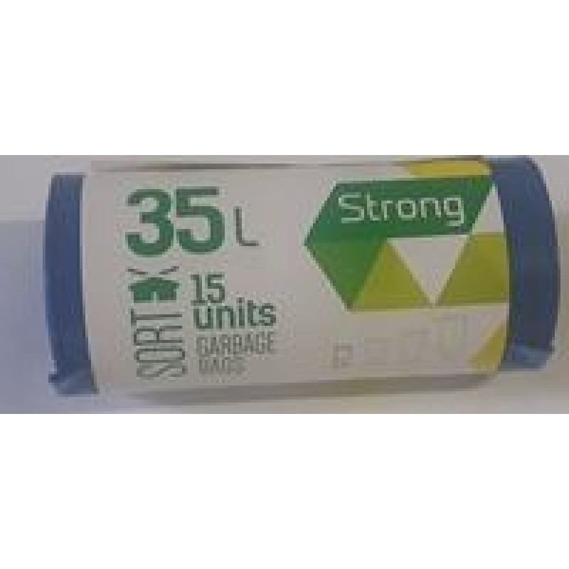 Atkritumu maisi SORTEX, 35L , 50x60 cm, 30 mk, zili, 15 gab. ( Gab. x 5 )