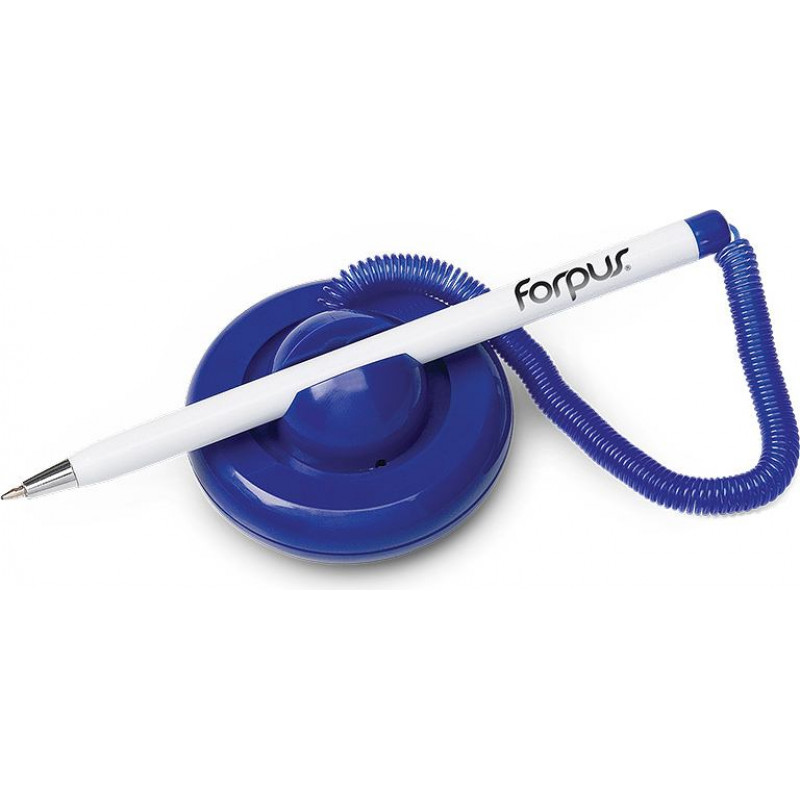 Lodīšu pildspalva FORPUS TABLE-PEN ar pašlipošu turētāju un izstiepjamu savienotājvadu, zils-balts korpuss, zila tinte ( Gab. x 2 )