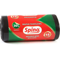 Atkritumu maisi SPINO, tilpums 30 L, 15 gab., 33 mkr, LDPE, 52 x 64 cm, melnā krāsā ( Gab. x 2 )