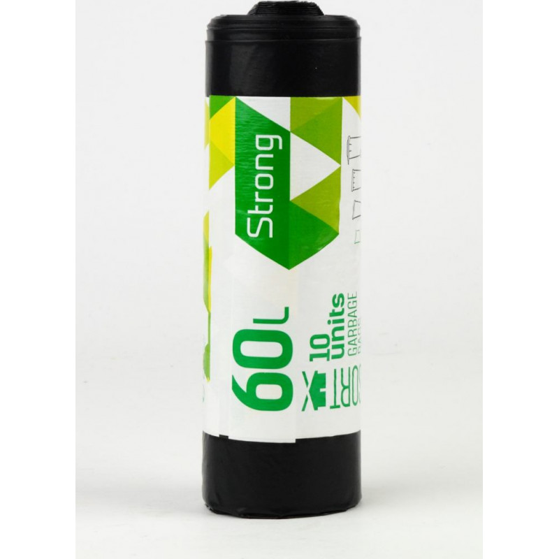 Atkritumu maisi SORTEX, tilpums 60 L, 10 gab., 30 mkr, melni, LDPE, 60 x 75 cm ( Gab. x 2 )