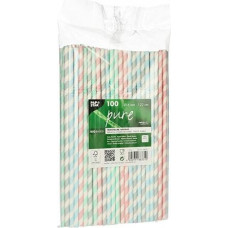 Papīra kokteiļu salmiņi PAPSTAR, svītraini, elastīgi, D6mmx 22cm, 0.134kg, 100gab ( Gab. x 2 )