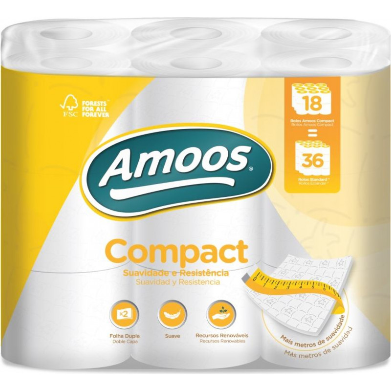 Tualetes papīrs AMOOS ruļļos ar perforāciju, 12 gab./iepak 2 slāņi, 30 m, 102 mm