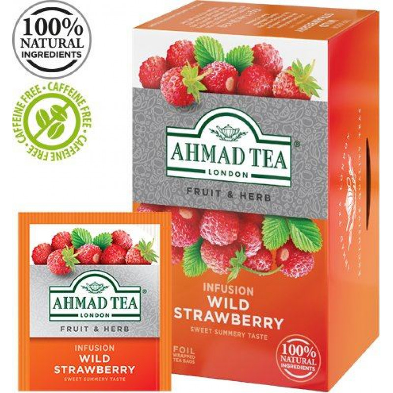 Tēja AHMAD Alu WILD STRAWBERRY, 20 maisiņi x 2 g paciņā