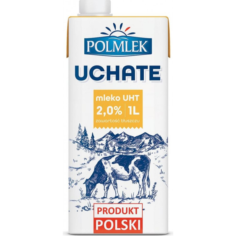 Piens UHT POLMLEK Uchate, 2%, 1l ( Iepak. x 12 )