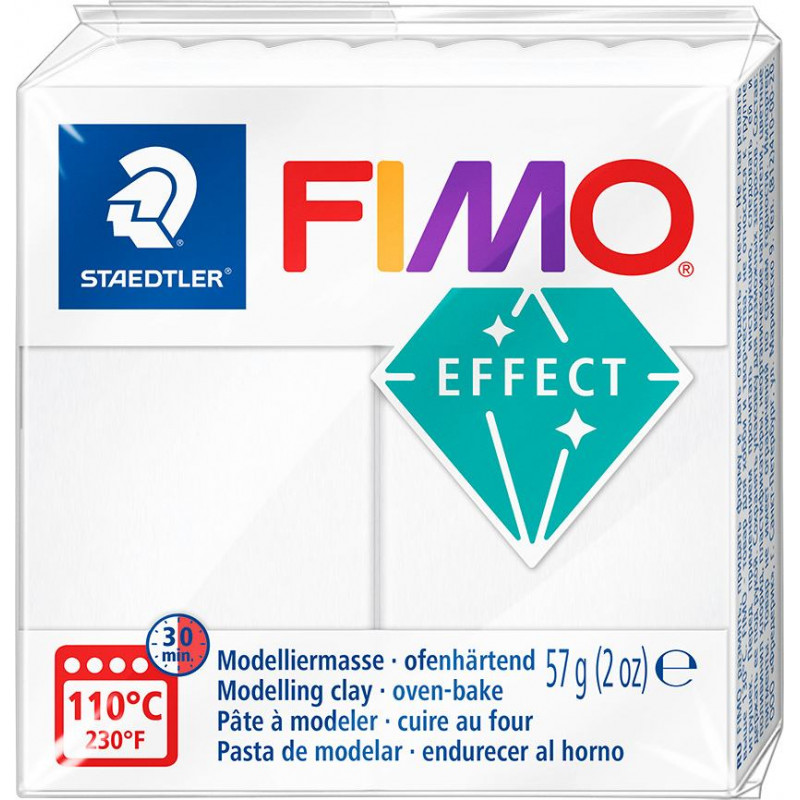 Cietējoša modelēšanas masa FIMO EFFECT, 57 g, caurspīdīgi baltā krāsa (translucen white) ( Gab. x 2 )