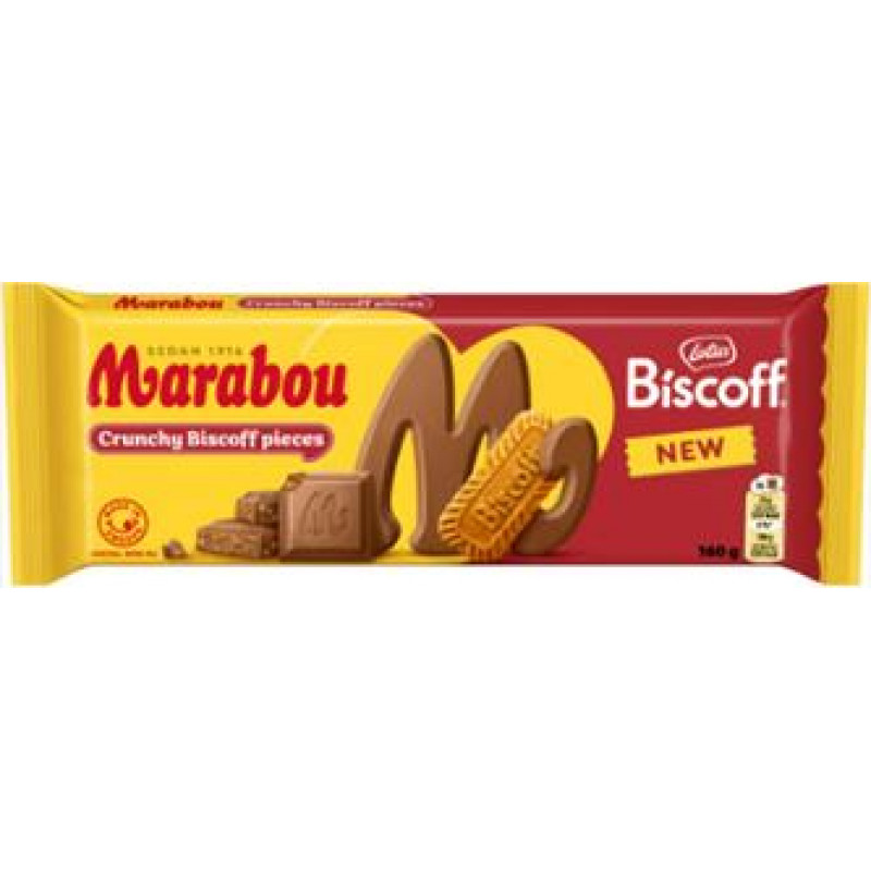 Piena šokolāde MARABOU ar Biscoff cepumiem, 160 g ( Gab. x 2 )