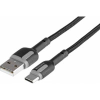 Vads USB - USB C auduma apvalkā 30W, melns, 1m
