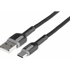 Vads USB - USB C auduma apvalkā 30W, melns, 1m