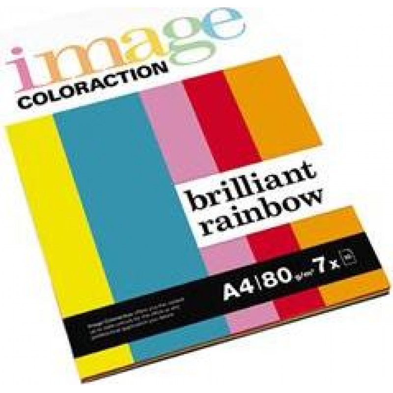 Krāsains papīrs IMAGE COLORACTION, A4, 80 gsm, 70 loksnes, BRILLIANT RAINBOW, MIX