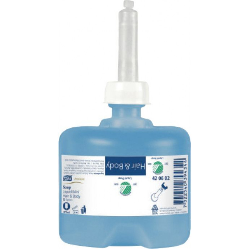 Šķidrās ziepes TORK Premium Mini Hair & Body S2, 475 ml