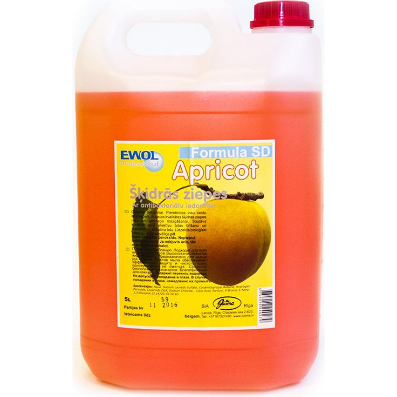 Šķidrās ziepes ar antibakteriālu iedarbību EWOL Professional Formula SD, ar aprikožu smaržu, 5 L
