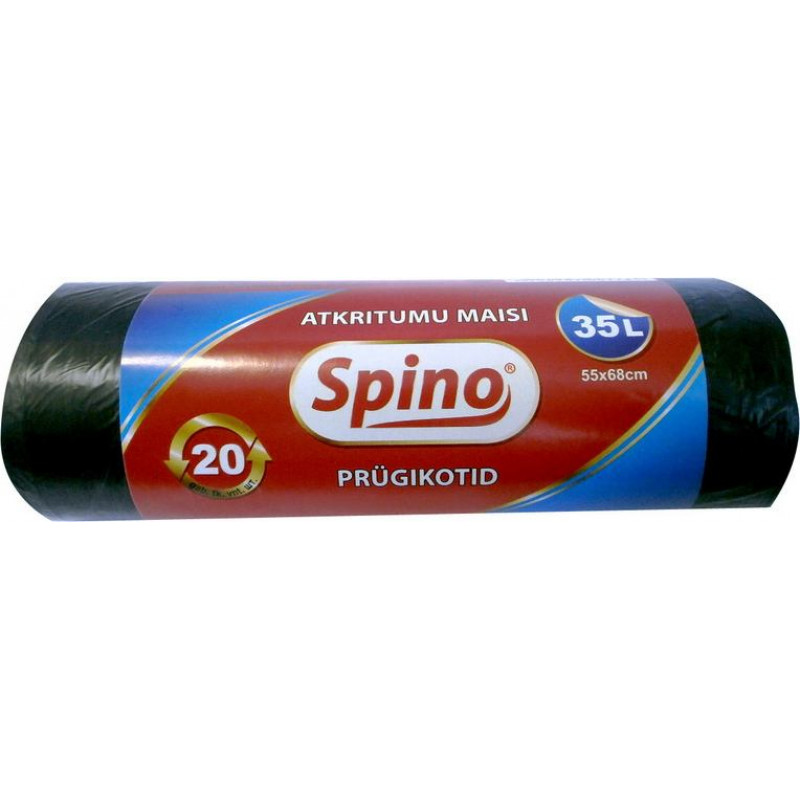 Atkritumu maisi SPINO, tilpums 35 L, 20 gab., 10 mkr, HDPE, 55 x 68 cm, melnā krāsā ( Gab. x 2 )