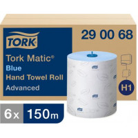 Roku dvieļu rullis TORK Advanced Matic Blue, 2 sl., 612 lapas rullī, 21 cm x 150 m, zilā krāsā ( Gab. x 6 )