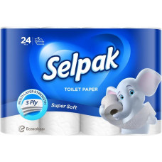 Tualetes papīrs SELPAK, 3 sl., 150 lapiņas rullī, 18.6 m, baltā krāsā, 24 gab./iepak.