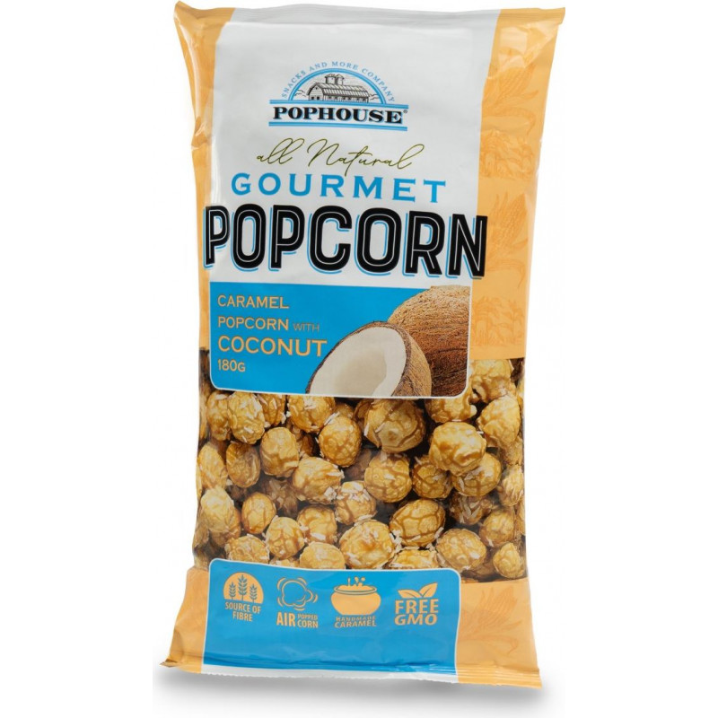 Pophouse Popkorns POPHOUSE, karameļu ar kokosriekstu skaidiņām, 180g ( Gab. x 3 )