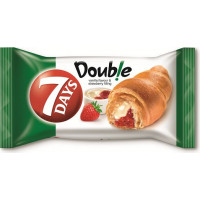 7DAYS Double kruasāns ar vaniļas un zemeņu pildījumu 60g