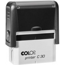 Zīmogs COLOP Printer C30, melns korpuss, zils spilventiņš