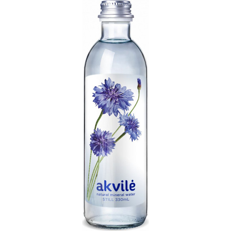 Minerālūdens AKVILE, negāzēts, stiklā, 0,33l(DEP) (puķes) ( Gab. x 24 )