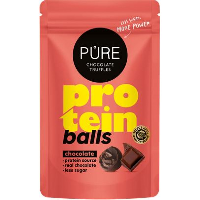 Tumšās šokolādes trifeles ar proteīna šokolādes krēma pildījumu 91g PURE