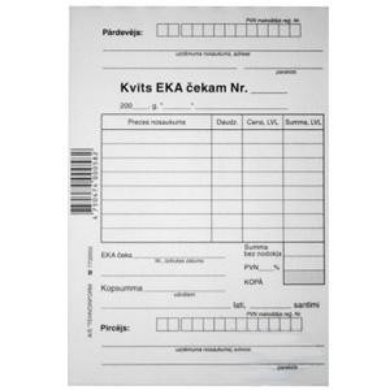 TH Kvīts EKA čekam A6 2-kārt./50 kompl.