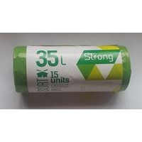 Atkritumu maisi SORTEX, 35L, 50x60 cm, 30 mk, zaļi, 15 gab. ( Iepak. x 2 )