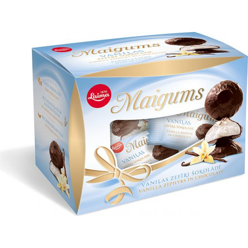 Zefīrs šokolādē LAIMA Maigums Mini ar vaniļas garšu, 185 g
