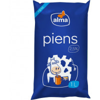 *Piens ALMA 2,5%, plēvē, 1l ( Gab. x 3 )