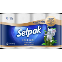 Papīra dvieļi SELPAK Deluxe Bamboo, 3 slāņi, 9.6m, 75 loksnes, 8 ruļļi