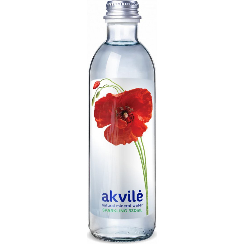 Minerālūdens AKVILE, viegli gāzēts, stiklā, 0,33l (DEP) (puķes) ( Gab. x 24 )