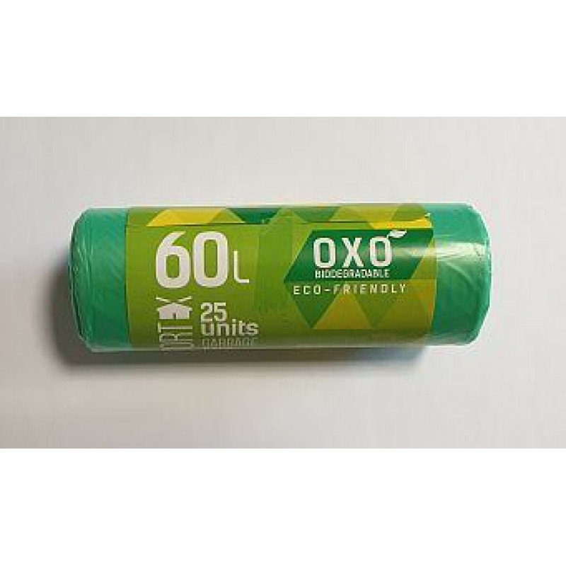 Atkritumu maisi BIO, zaļi, HDPE, 60L, 60x70cm 13mk, 25 gab. ( Gab. x 2 )