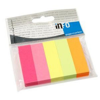 Indeksi 15x50mm,  5 neona krāsas x 100 lapas,  papīra INFO