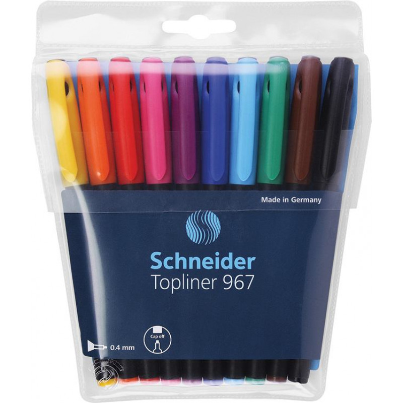 Pildspalva liners SCHNEIDER TOPLINER 967, 0.4mm, 10 krāsu komplekts