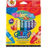 Flomasteri COLORINO divpusīgi, ar bērnu zīmogiem, 10 krāsas