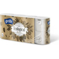Tualetes papīrs GRITE Ecological 3 sl., baltā krāsā, 8 gab./iepak., 14.85m., 135 loksnes ( Iepak. x 2 )
